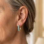 Turquoise Pavé Classic Gold-Tone Huggie Earrings