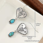 Ambachtelijke boho oorbellen met turquoise hart en vlinder