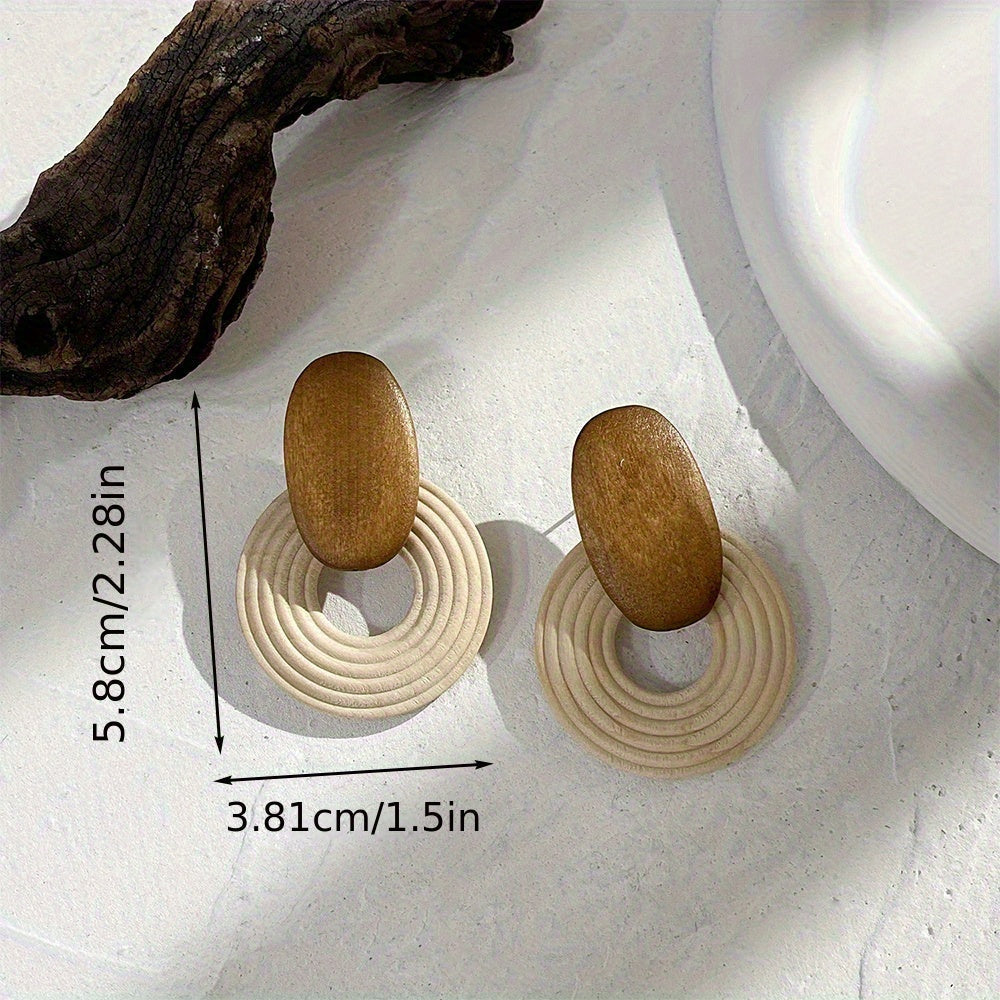 Wood Spiral Drop Earrings
