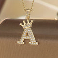 Initial Crown Necklace in Gold Tone