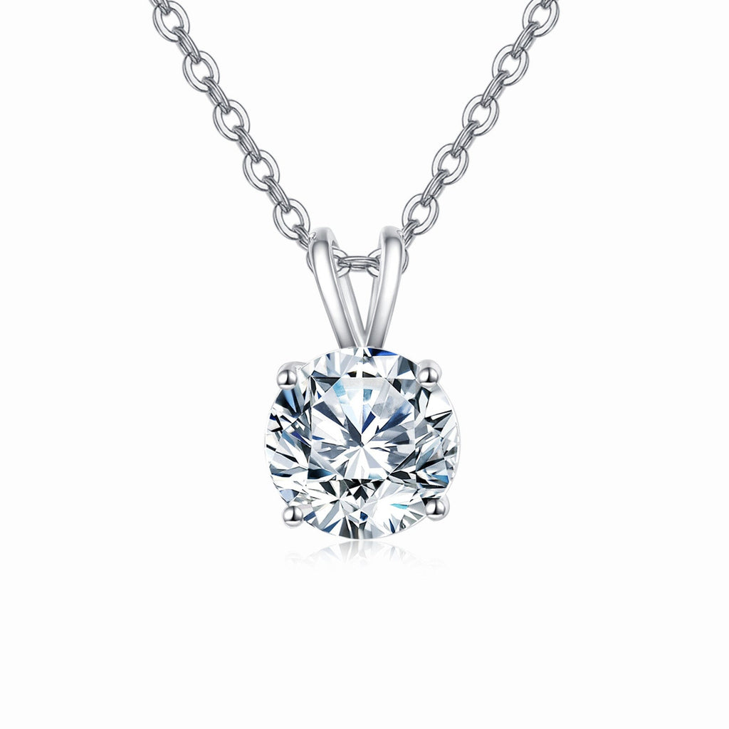 925 Sterling Silver Solitaire Moissanite Pendant with White Gold Plating