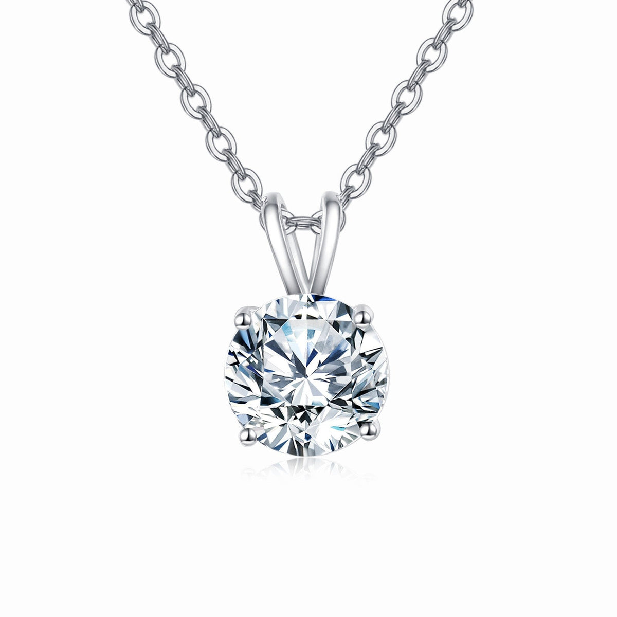 925 Sterling Silver Solitaire Moissanite Pendant with White Gold Plating