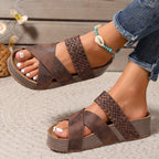 Braided Platform Slide Sandals