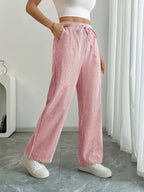 Striped Wide-Leg Trousers with Drawstring Waist