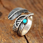 Boho turquoise veerring van sterling zilver