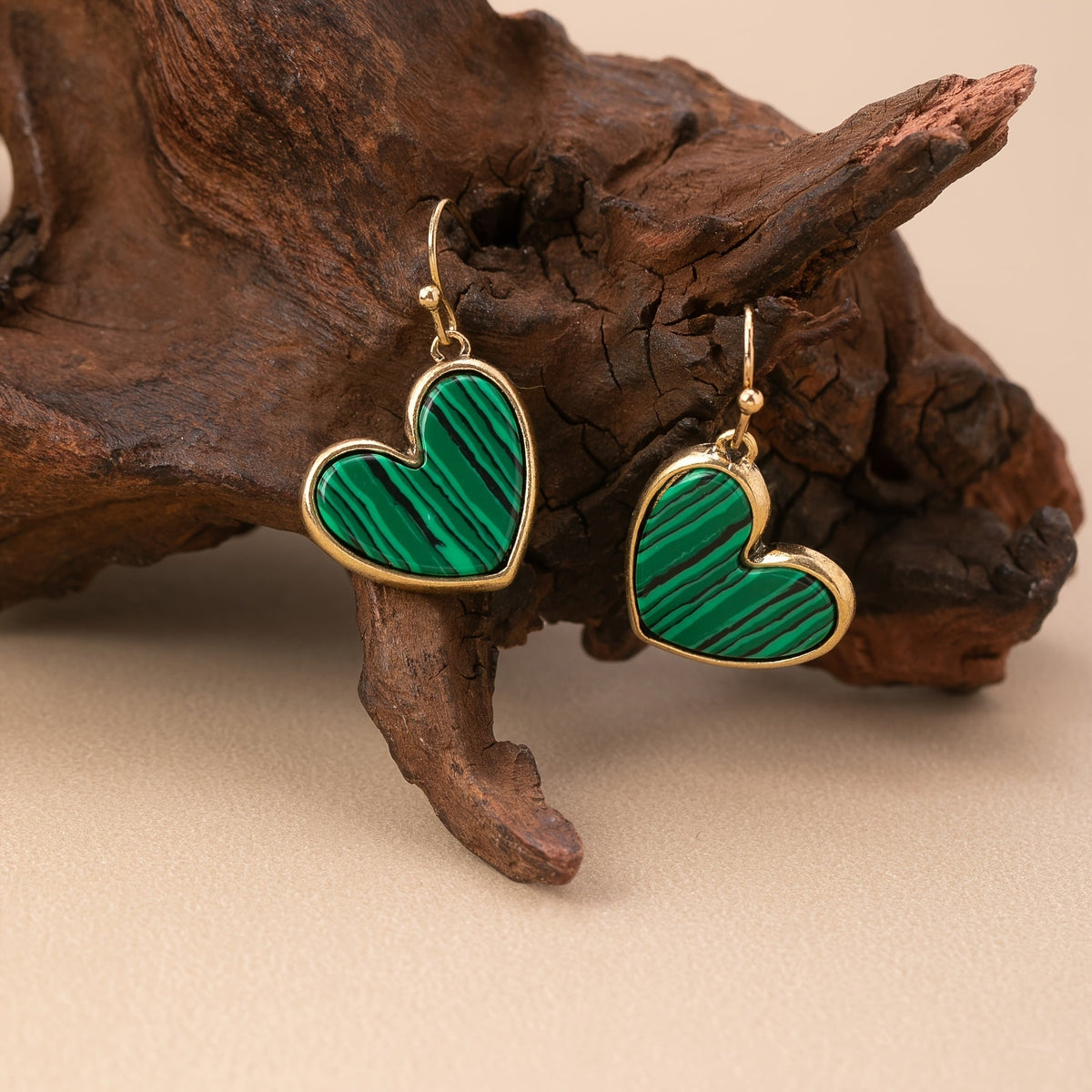 Bohemian Minimalist Heart Stone Earrings in Three Colours