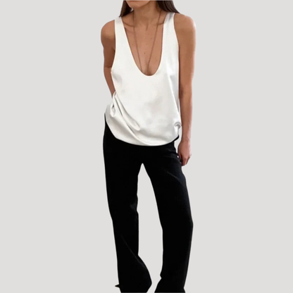 Camille Women's Deep V Neck Sleeveless Tank Top