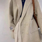 Single Breasted V Neck Longline Coat with a Wide Waist Cut