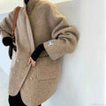 Single Breasted V Neck Longline Coat with a Wide Waist Cut
