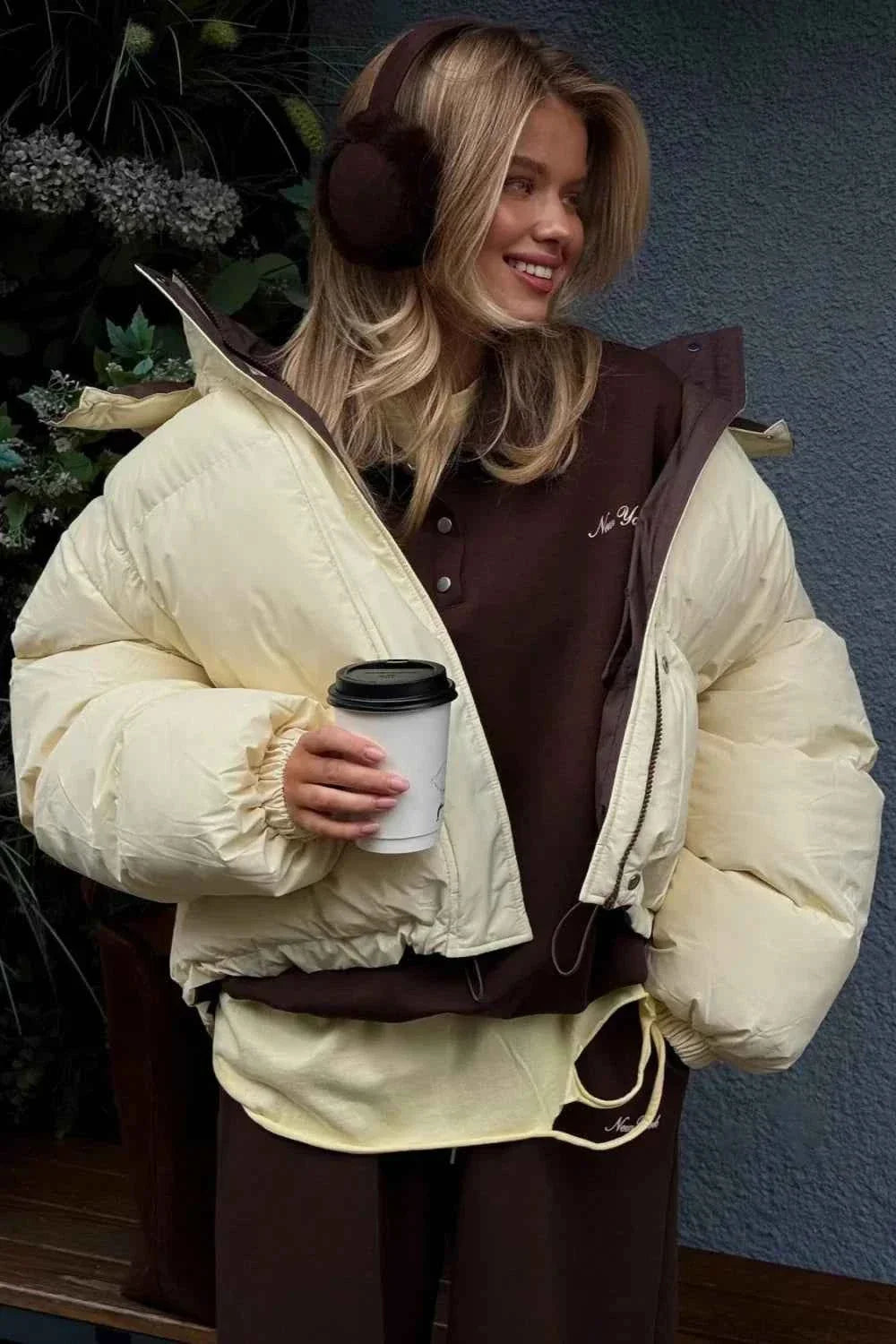 Cropped Colour Block Jacket with Hood and Regular Sleeves