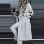 Patchwork Faux Leather Look Jacket with Hood and Lace Up Detail