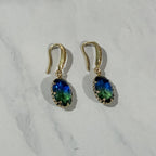 Vintage-Inspired Oval Green Crystal Drop Earrings