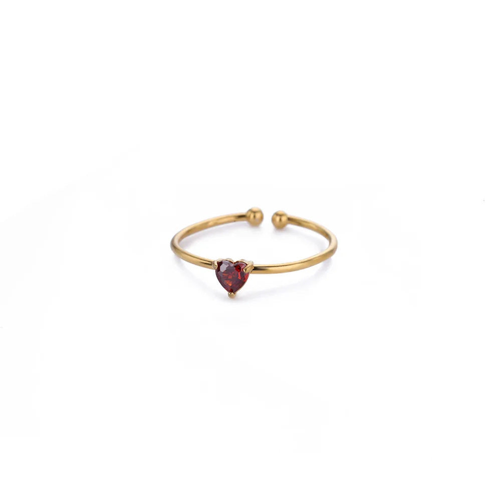 Adjustable 18K Gold-Plated Titanium Steel Birthstone Ring