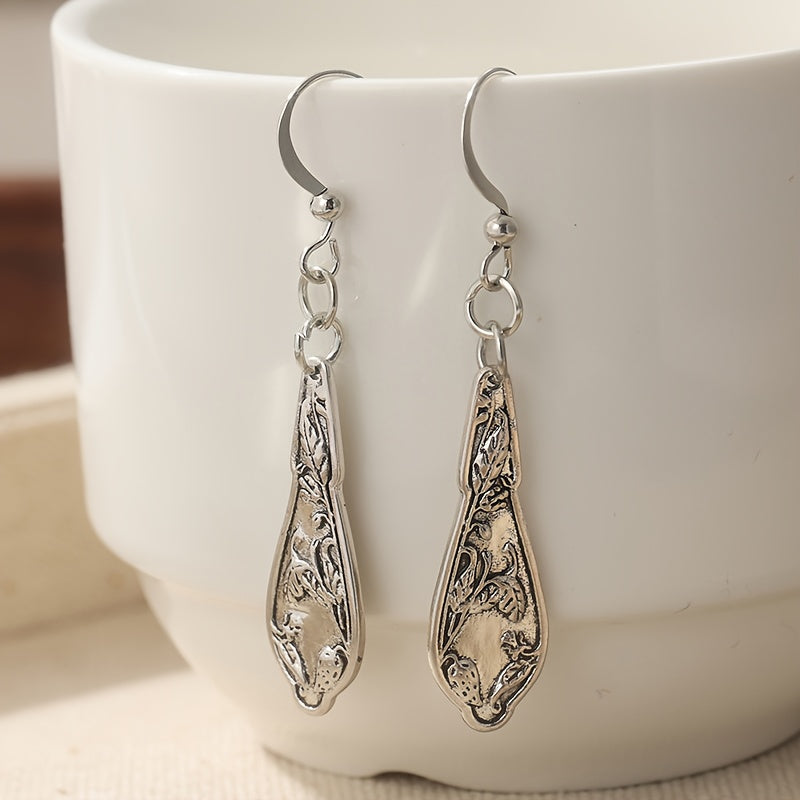 Vintage-Style Silver-Tone Spoon Earrings
