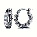 Zirconia Inlaid Circular Hoop Earrings