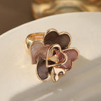 Handmade Bohemian Enamel Heart Gold-Plated Ring