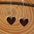 Vintage Bohemian Red Resin Drip Heart Earrings