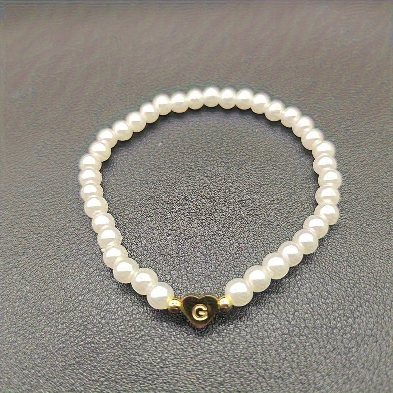 Armband met hart en initiaal van A tot Z