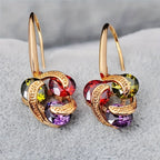 Vintage Colourful Zirconia Pendant Earrings