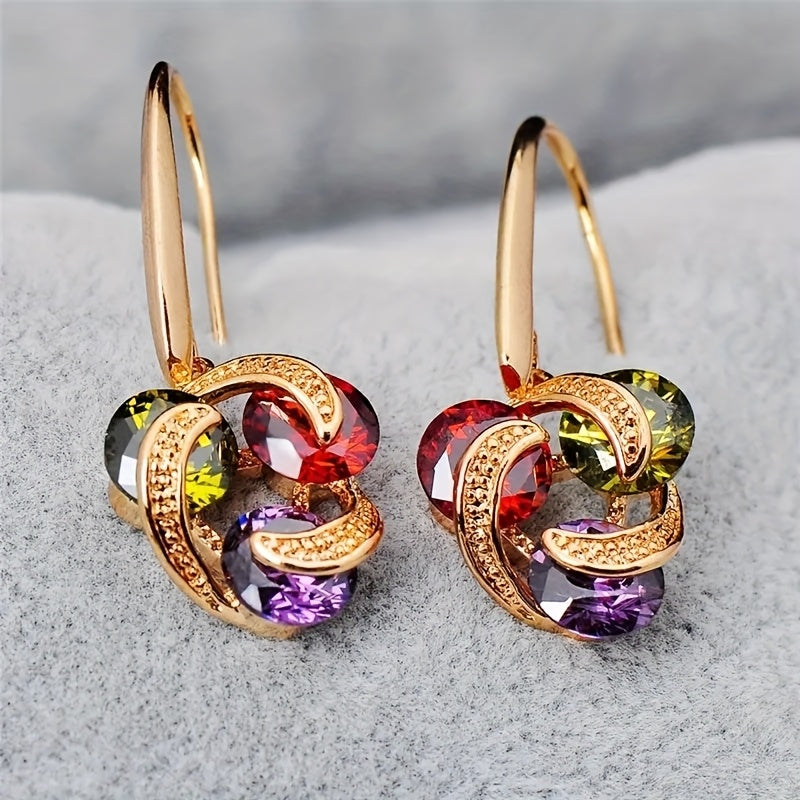 Vintage Colourful Zirconia Pendant Earrings