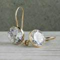 Vintage-Style White Round Glass Gold-Tone Earrings