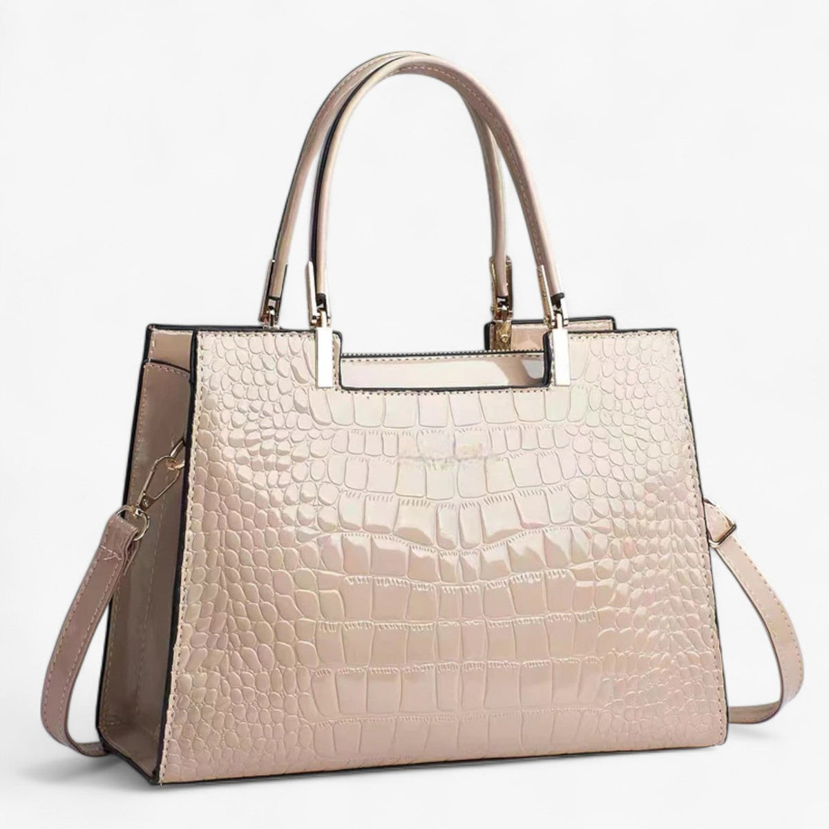Glossy Croc-Effect Statement Handbag in Five Colours