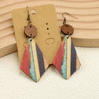 Bohemian Striped Wooden Inlay Drop Earrings