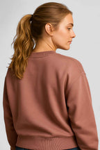 Oversized Brushed Fleece Sweatshirt with a Crew Neckline