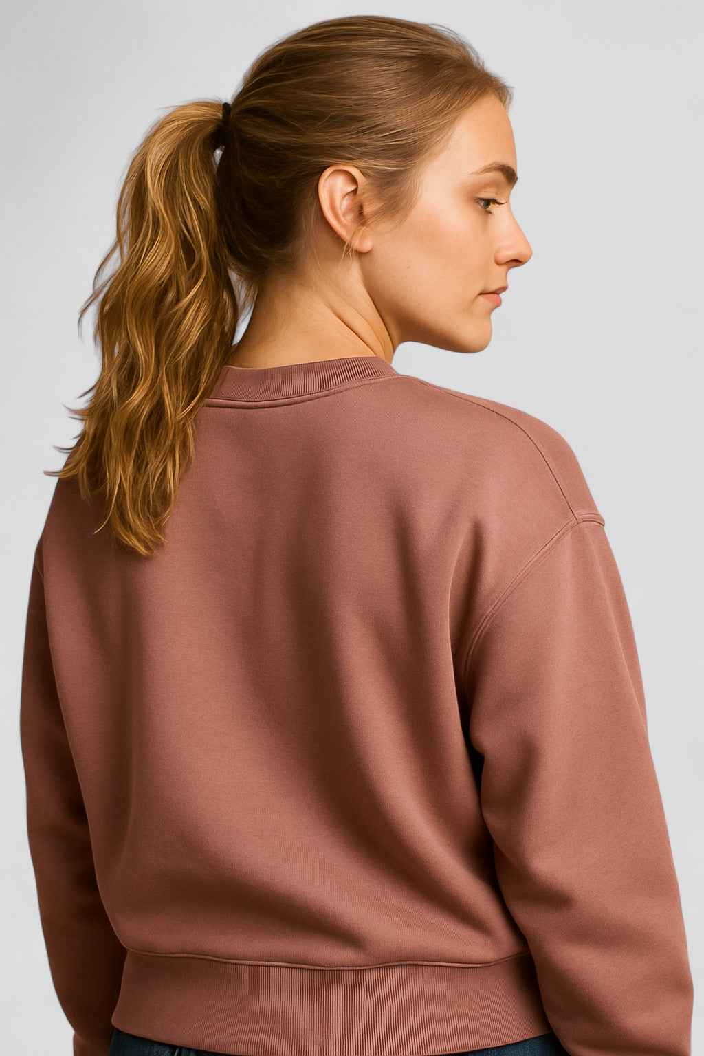 Oversized Brushed Fleece Sweatshirt with a Crew Neckline