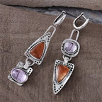 Rhinestone and Silver-Plated Statement Earrings