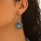 Bohemian Filigree Flower Turquoise Drop Earrings
