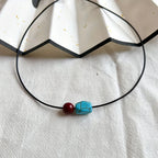Bohemian Turquoise and Cinnabar Beaded Pendant Necklace