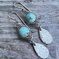 Retro Wire-Wrapped Turquoise Pendant Earrings