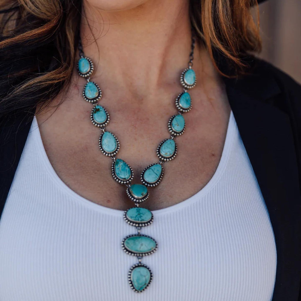 Vintage Turquoise Statement Necklace and Earrings