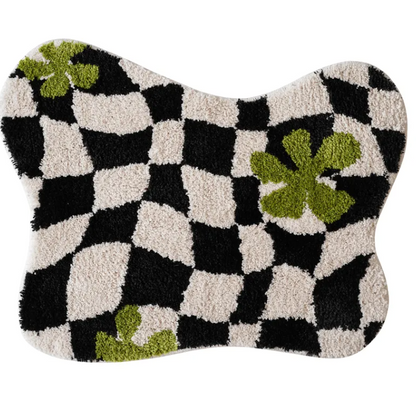 Checkerboard Pattern Non-Slip Carpet – Polyester and TPR Base, 55x70cm