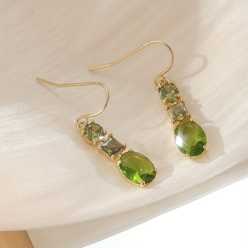 Vintage Bohemian Green Zirconia Geometric Earrings