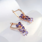 Purple Zirconia Gold-Plated Dangle Earrings