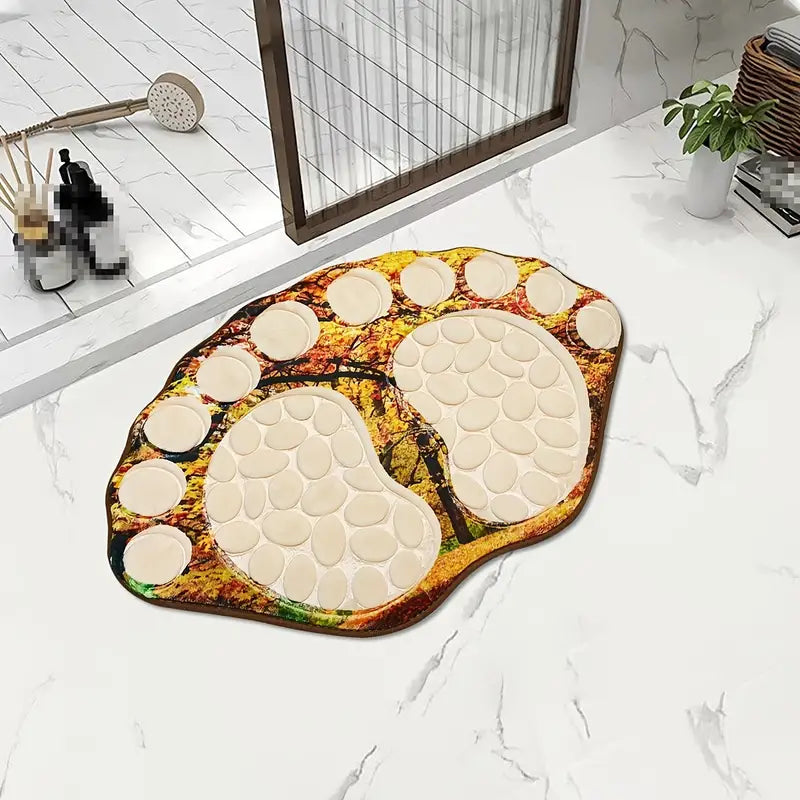 Cobblestone Embossed Non-Slip Bathroom Rug – Polyester, 39x59cm