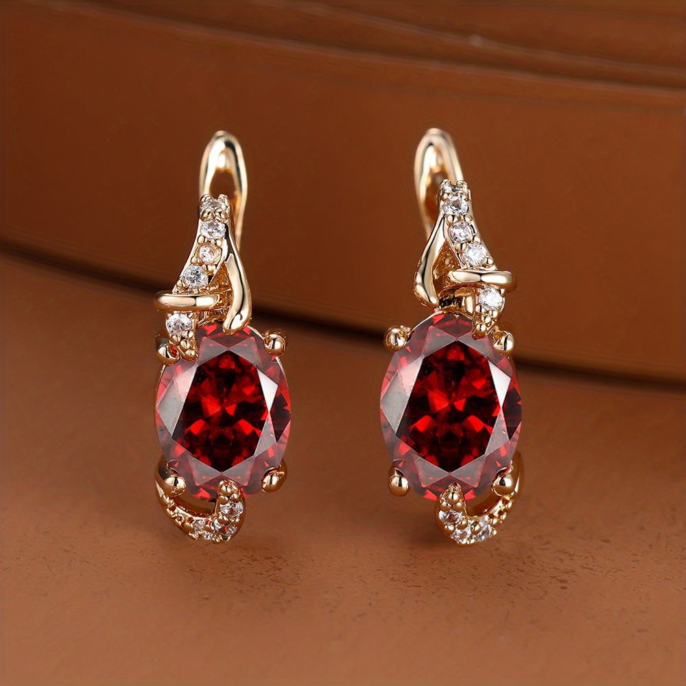 Round and Oval-Cut Stone Drop Earrings