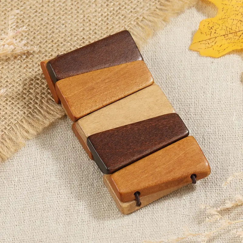 Square Wooden Bead Stretch Bracelet