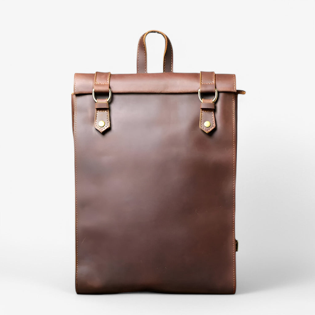 Men's Luxury Full-Grain Leather Laptop Backpack