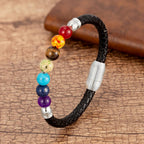 Armband met zeven kleurstenen aan goudkleurige ketting