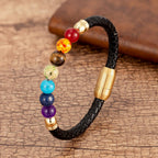 Armband met zeven kleurstenen aan goudkleurige ketting