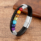 Armband met zeven kleurstenen aan goudkleurige ketting