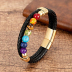 Armband met zeven kleurstenen aan goudkleurige ketting