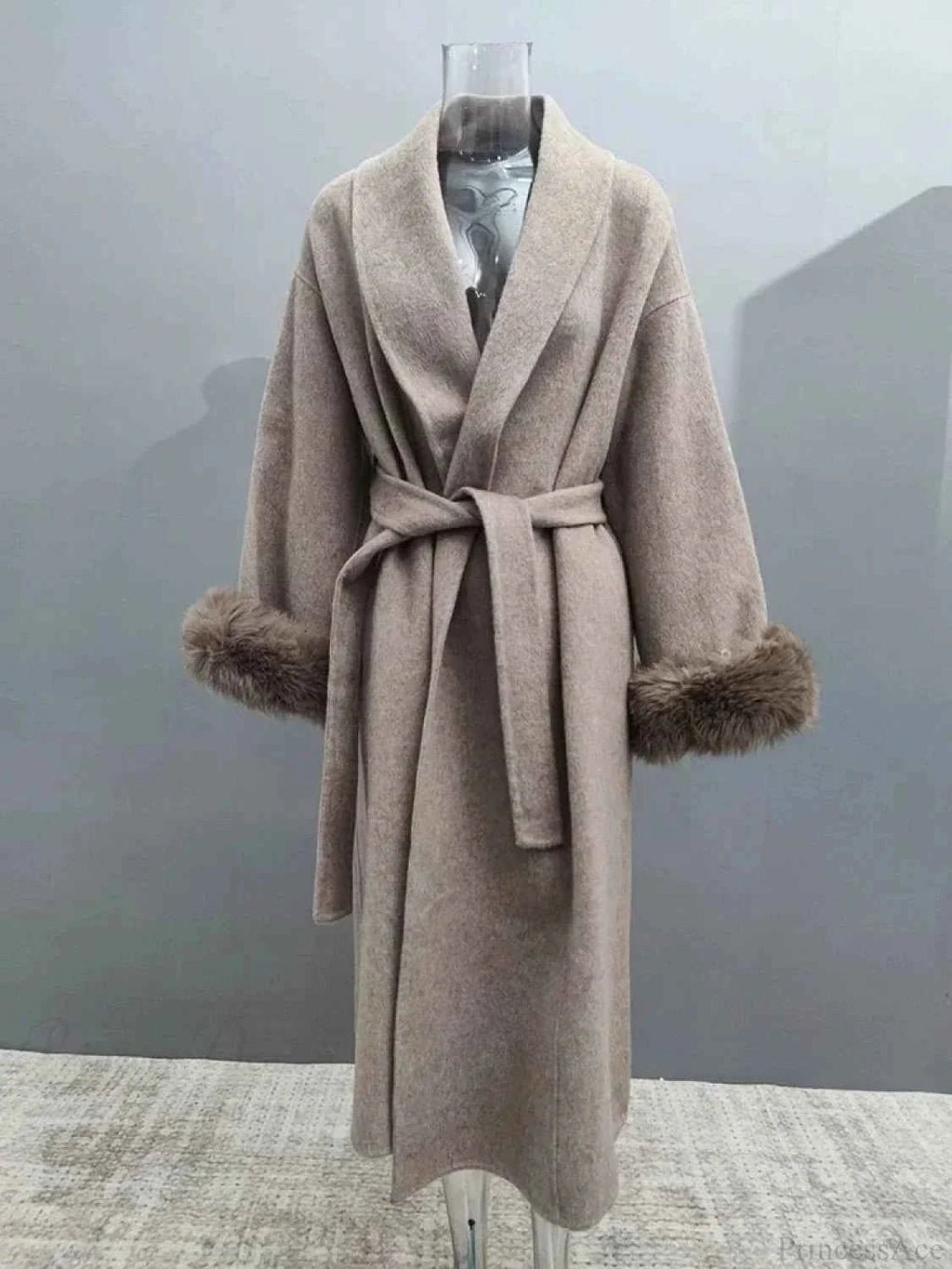 Longline Open-Front Brushed Coat with a Deep V Neckline