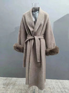 Longline Open-Front Brushed Coat with a Deep V Neckline