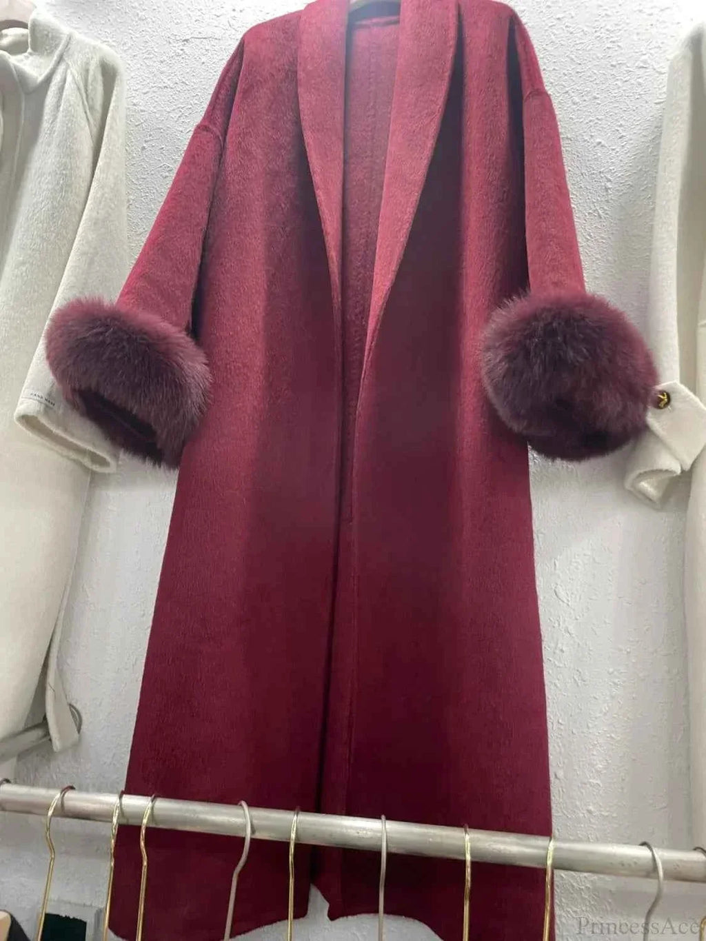 Longline Open-Front Brushed Coat with a Deep V Neckline