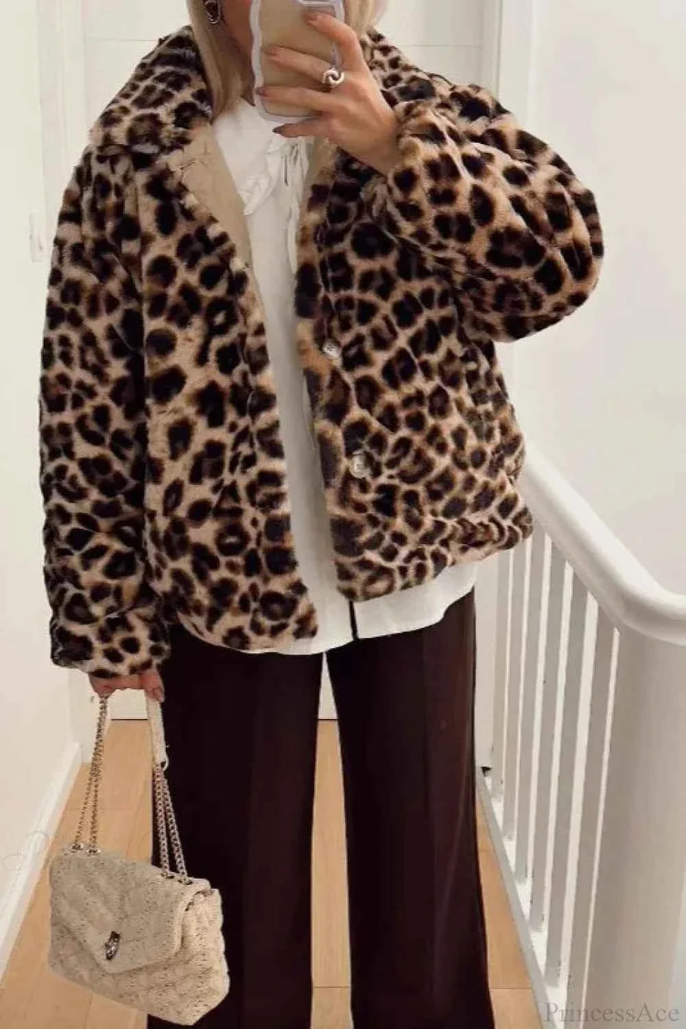 Reversible Leopard Print Jacket with Notched Collar