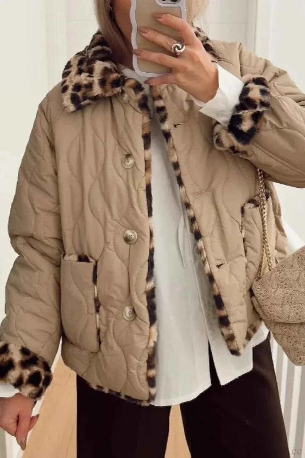 Reversible Leopard Print Jacket with Notched Collar